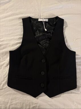 Mango Black Button Vest
